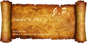 Janák Pál névjegykártya